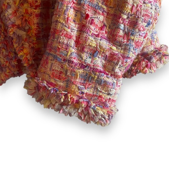 Escada Tweed Jacket Multi Color Fringe Wool Blend Blazer Sz 36 Small Silk Lining - Picture 4 of 6